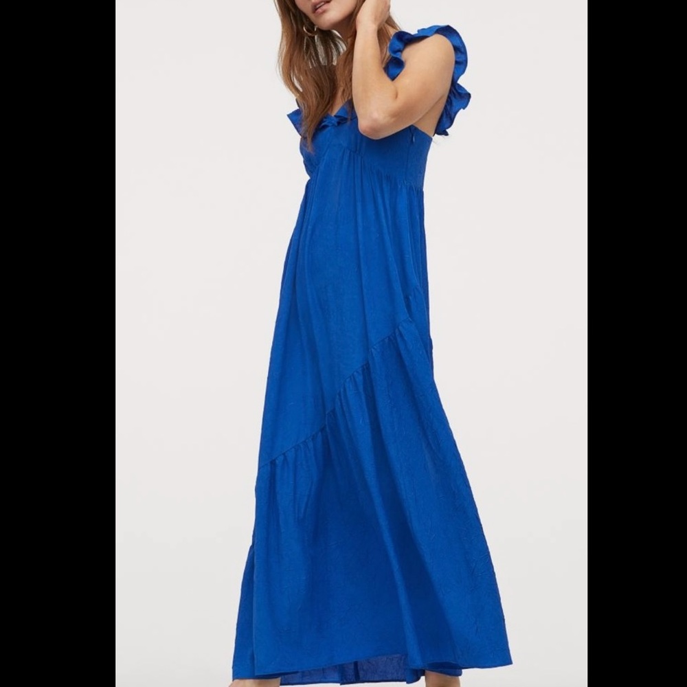 H&M Royal Blue Flounce trim Maxi Dress